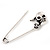 Double Skull Safety Pin Brooch In Silver Metal - 6.5cm Length - view 5