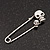 Double Skull Safety Pin Brooch In Silver Metal - 6.5cm Length - view 2
