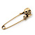Double Skull Safety Pin Brooch In Burn Gold Metal - 6.5cm Length - view 8