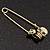 Double Skull Safety Pin Brooch In Burn Gold Metal - 6.5cm Length - view 6