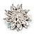 Teal/Clear Diamante Floral Corsage Brooch In Silver Metal - 5.5cm Diameter - view 5