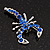 Royal Blue Diamante 'Scorpion' Brooch In Silver Finish - 4.5cm Length - view 3