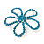 Teal Crystal Open Flower Brooch In Silver Finish - 4.5cm Diameter - view 2