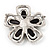 Black/Clear Diamante 'Flower' Corsage Brooch In Silver Metal - 5cm Diameter - view 4