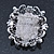 Silver Tone Clear/ Dim Grey Diamante 'Cameo' Brooch - 4.5cm Length - view 8