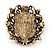 Antique Gold Amber Coloured Diamante 'Cameo' Brooch - 4.5cm Length - view 2