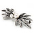 Burn Silver Faux Pearl Diamante Floral Brooch - 7cm Length - view 2