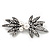 Burn Silver Faux Pearl Diamante Floral Brooch - 7cm Length - view 6