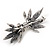 Burn Silver Faux Pearl Diamante Floral Brooch - 7cm Length - view 4