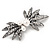 Burn Silver Faux Pearl Diamante Floral Brooch - 7cm Length