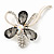 Abstract Light/ Grey Clear Diamante Floral Brooch In Gold Finish - 6cm Length - view 2