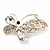 Asymmetrical Clear Diamante Butterfly Brooch In Gold Finish - 5cm Length - view 4