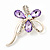 Abstract Light Purple/Clear Diamante Floral Brooch In Gold Finish - 6cm Length - view 6