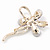 Abstract Light Purple/Clear Diamante Floral Brooch In Gold Finish - 6cm Length - view 7