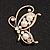 Delicate Simulated Pearl/Diamante 'Flying Butterfly' Brooch In Gold Plating - 4.5cm Length - view 5