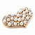Gold Tone Faux Pearl Diamante 'Heart' Brooch - 4.5cm Length - view 4