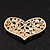 Gold Tone Faux Pearl Diamante 'Heart' Brooch - 4.5cm Length - view 3