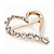 Gold Plated Open Crystal 'Heart' Brooch - 4cm Length - view 5
