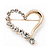 Gold Plated Open Crystal 'Heart' Brooch - 4cm Length - view 2