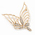 Gold Plated Diamante Open 'Butterfly' Brooch - 6.5cm Length - view 3