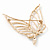 Gold Plated Diamante Open 'Butterfly' Brooch - 6.5cm Length - view 4