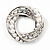 White Faux Pearl & Clear Diamante Round Scarf Pin In Silver Finish - 3.5cm Diameter - view 6