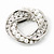 White Faux Pearl & Clear Diamante Round Scarf Pin In Silver Finish - 3.5cm Diameter - view 7