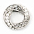 White Faux Pearl & Clear Diamante Round Scarf Pin In Silver Finish - 3.5cm Diameter - view 2