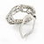 White Faux Pearl & Clear Diamante Round Scarf Pin In Silver Finish - 3.5cm Diameter - view 4