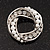 White Faux Pearl & Clear Diamante Round Scarf Pin In Silver Finish - 3.5cm Diameter