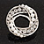 White Faux Pearl & Clear Diamante Round Scarf Pin In Silver Finish - 3.5cm Diameter - view 9