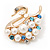 White Faux Pearl Diamante 'Swan' Brooch In Gold Plated Metal - 4cm Length - view 4