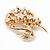 White Faux Pearl Diamante 'Swan' Brooch In Gold Plated Metal - 4cm Length - view 3