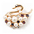 White Faux Pearl 'Swan' Brooch In Gold Plated Metal - 4cm Length - view 4