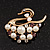 White Faux Pearl 'Swan' Brooch In Gold Plated Metal - 4cm Length - view 2