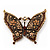 Large Citrine/ Amber Coloured Crystal 'Butterfly' Brooch In Burn Gold Finish - 7.5cm Length - view 7