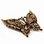 Large Citrine/ Amber Coloured Crystal 'Butterfly' Brooch In Burn Gold Finish - 7.5cm Length - view 3