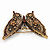 Large Citrine/ Amber Coloured Crystal 'Butterfly' Brooch In Burn Gold Finish - 7.5cm Length - view 2