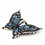 Large Blue Crystal 'Butterfly' Brooch In Burn Silver Finish - 7.5cm Length - view 6