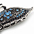 Large Blue Crystal 'Butterfly' Brooch In Burn Silver Finish - 7.5cm Length - view 4