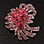Pink Crystal 'Bow' Brooch In Silver Plating - 5.5cm Length - view 2