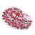 Large Pink Glass 'Feather' Corsage Brooch In Silver Plating - 7.5cm Length - view 7