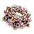 Pink Crystal Wreath Brooch In Antique Gold Metal - 4cm Diameter - view 6