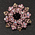Pink Crystal Wreath Brooch In Antique Gold Metal - 4cm Diameter - view 2