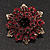 Burgundy Red Crystal Wreath Brooch In Antique Gold Metal - 4cm Diameter - view 2