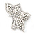 Large White Faux Pearl Diamante 'Butterfly' Brooch In Silver Plating - 8.5cm Length
