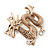 Gold Plated 'Dragon' Brooch - 4.3cm Length - view 3