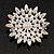 Clear Cz Flower Corsage Brooch In Silver Tone Metal - 5.5cm Diameter - view 5