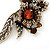 Oversized Antique Gold Clear/ Amber Coloured Diamante Grandma's Treasure Brooch - 11cm Length - view 2