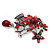 Vintage Red Diamante Flower Basket Brooch (Burn Silver Finish) - view 3